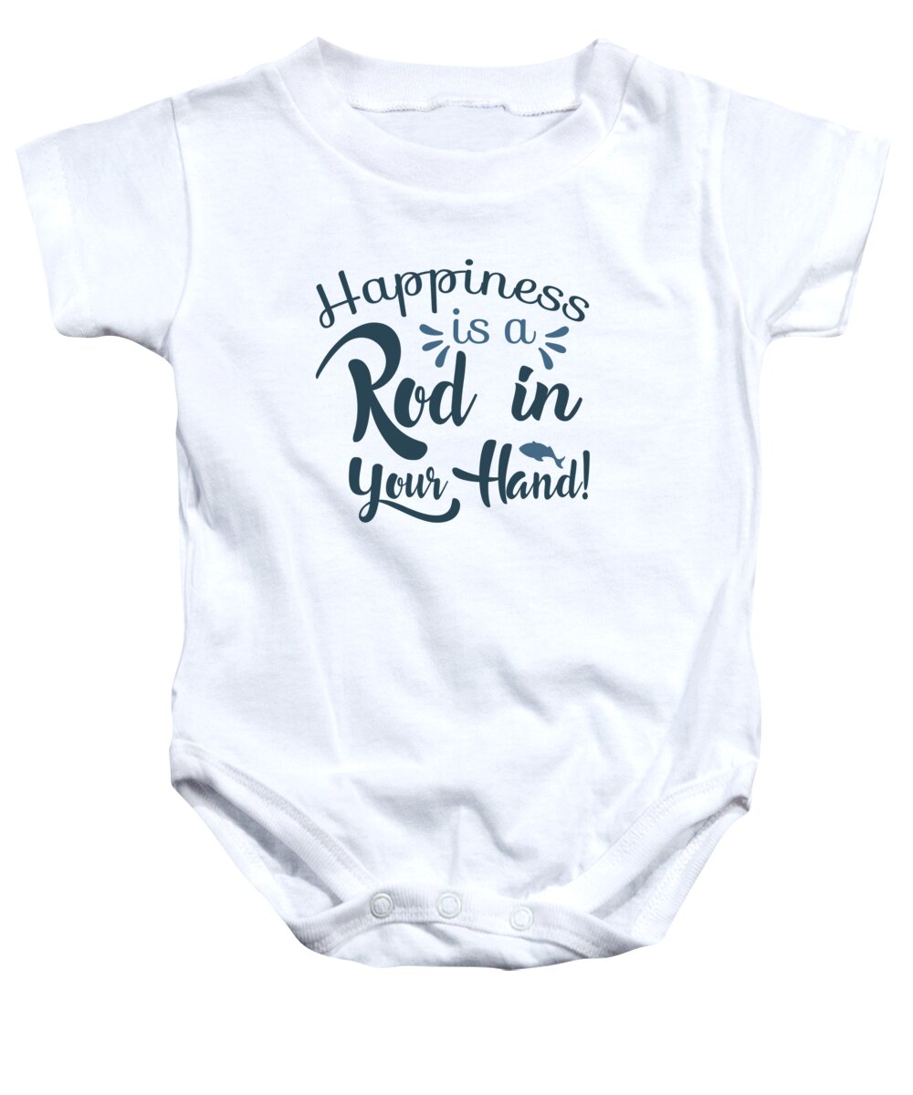 Fishing Baby Onesie featuring the digital art Fishing - Happiness is a rod in your hand by Jacob Zelazny
