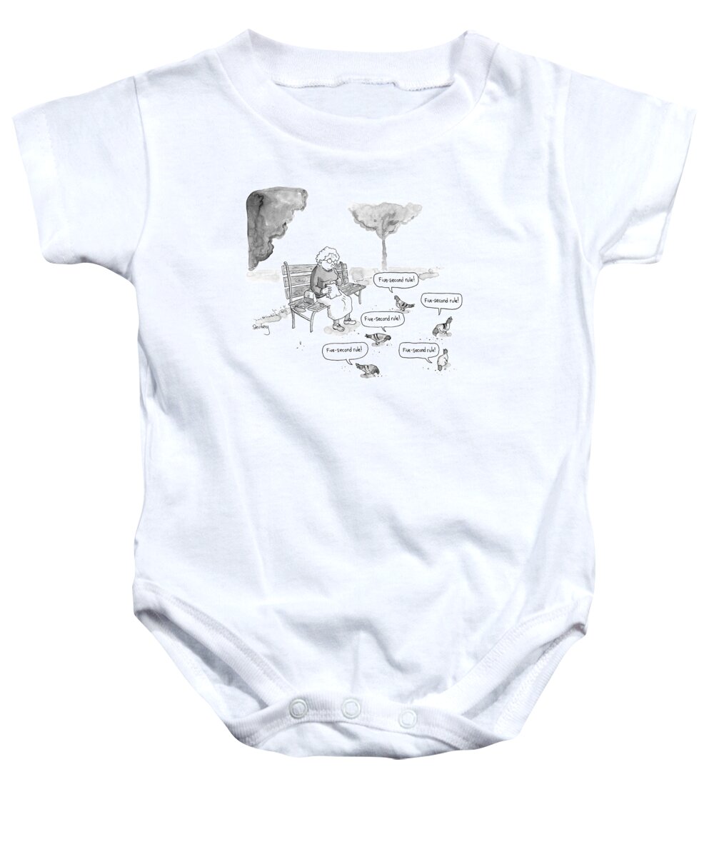 Captionless Baby Onesie featuring the drawing Five-Second Rule by Avi Steinberg