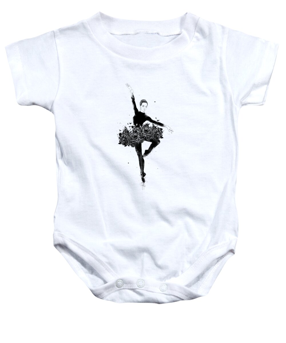 Ballet Baby Onesie featuring the drawing Floral dance by Balazs Solti