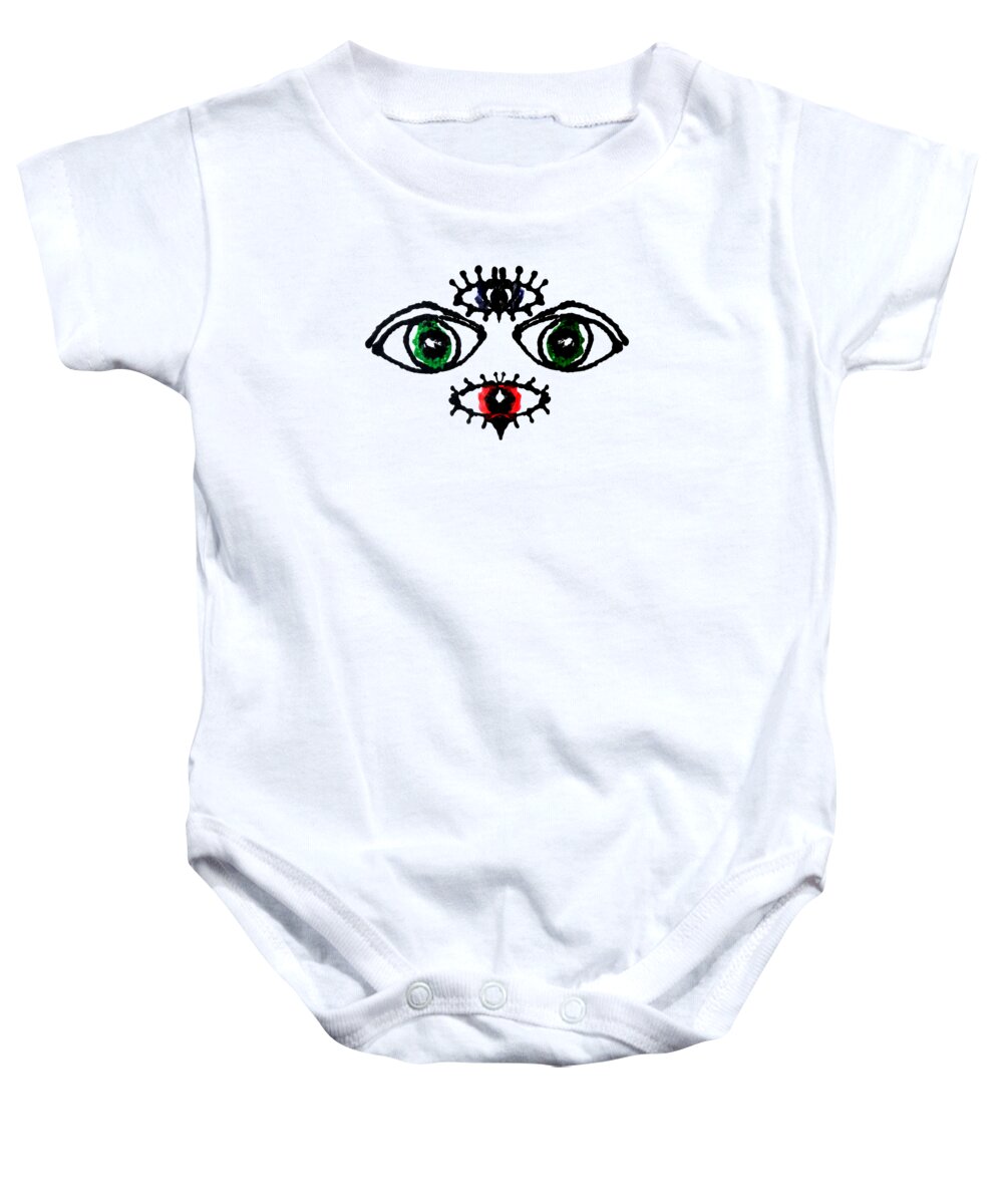 Abstract Baby Onesie featuring the painting Four Eyes by Stephenie Zagorski