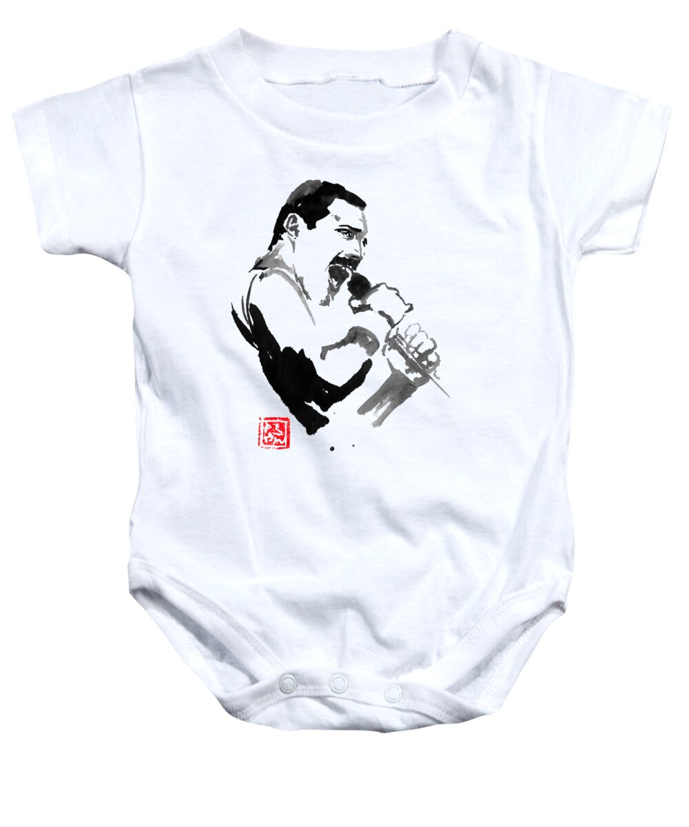 Freddy Mercury Baby Onesie featuring the painting Freddy 04 by Pechane Sumie