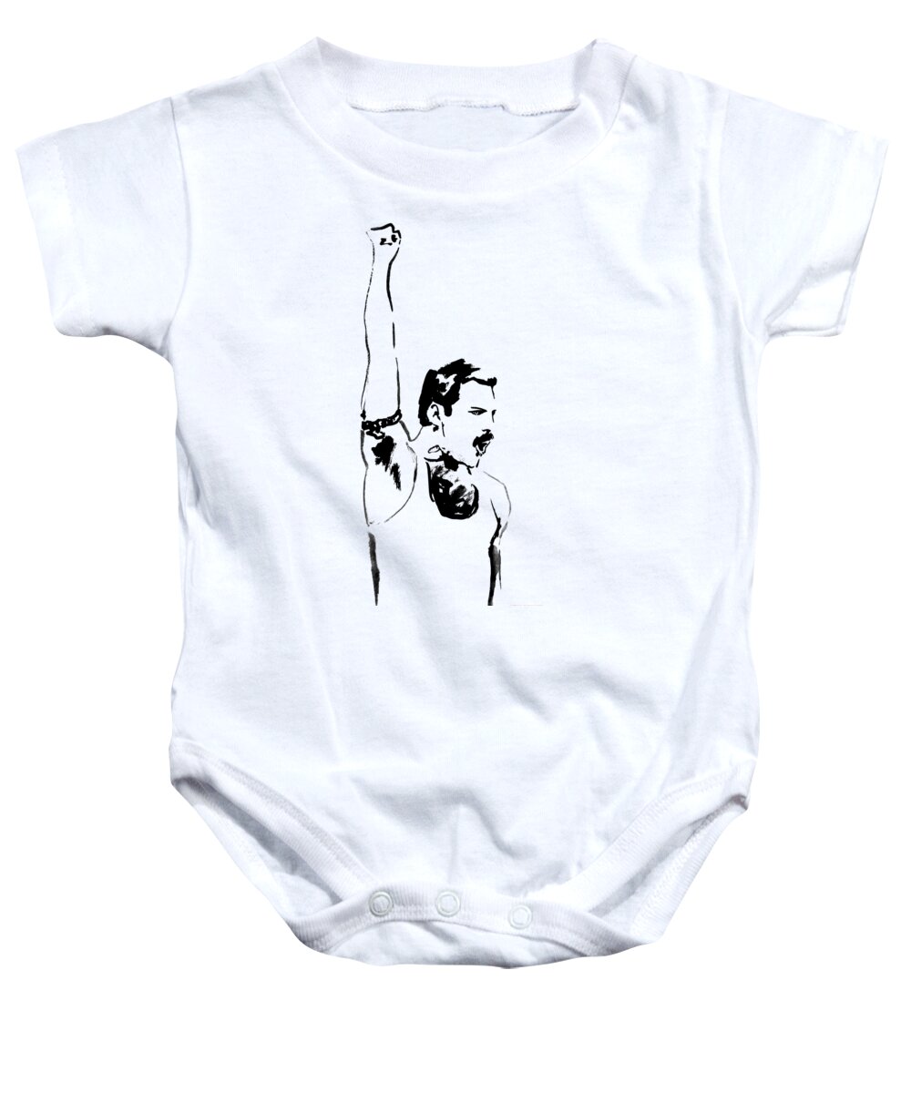 Freddy Mercury Baby Onesie featuring the painting Freddy 06 by Pechane Sumie