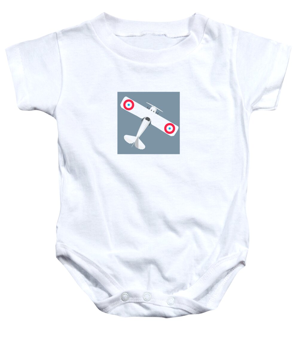 Aviation Baby Onesie featuring the digital art French XIII WWI Biplane Aircraft - Slate by Organic Synthesis
