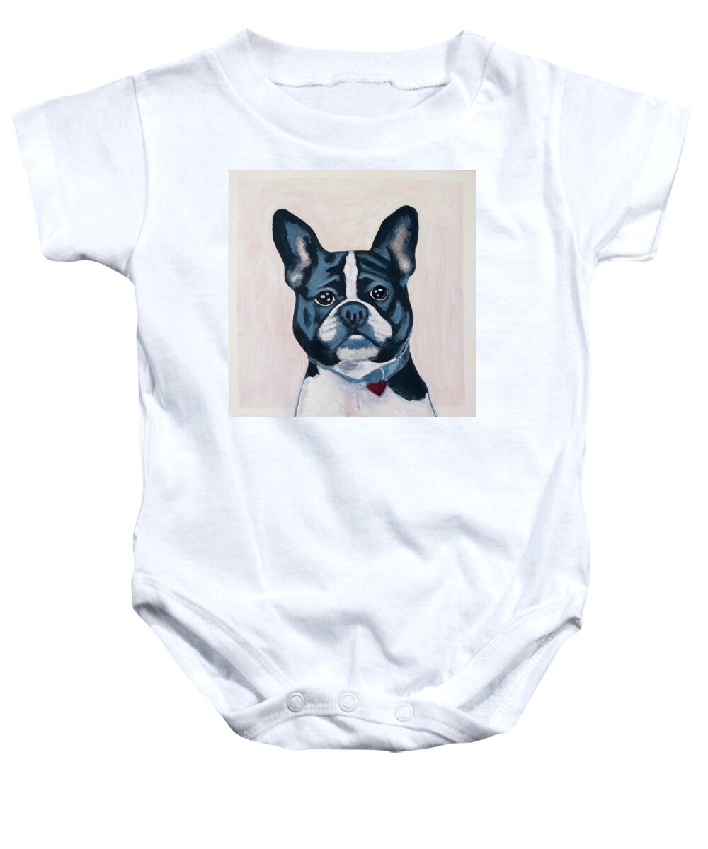French Baby Onesie featuring the painting Frenchie by Pamela Schwartz