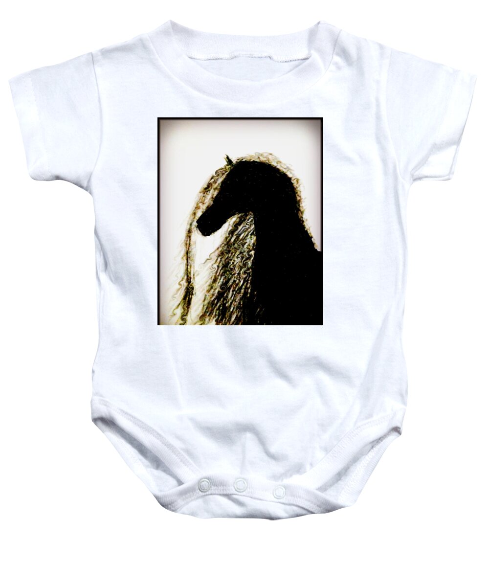 Fresian Baby Onesie featuring the drawing Fresian Shadow by Anna Adams