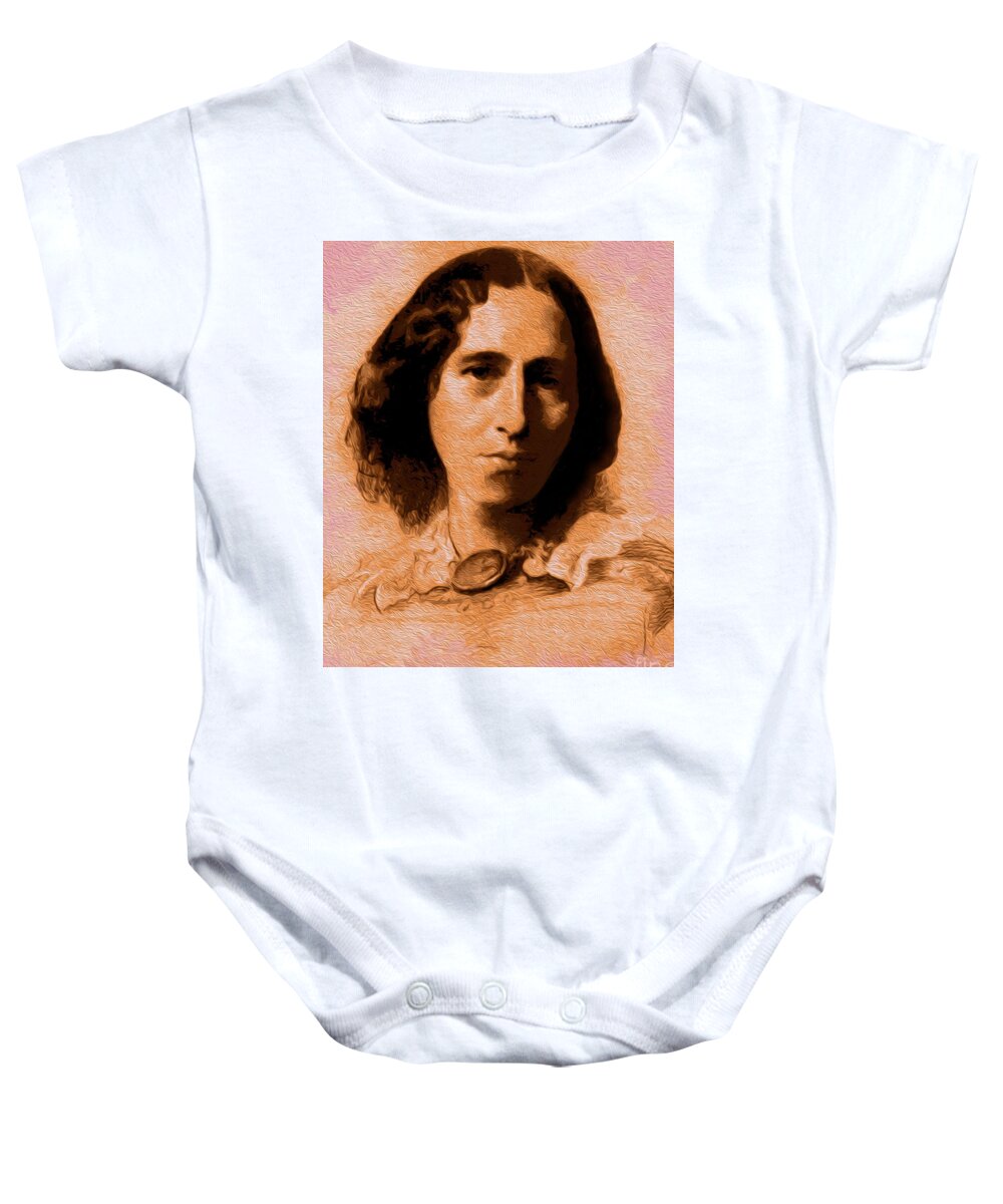 George Eliot Baby Onesie featuring the painting George Eliot by Alexandra Arts
