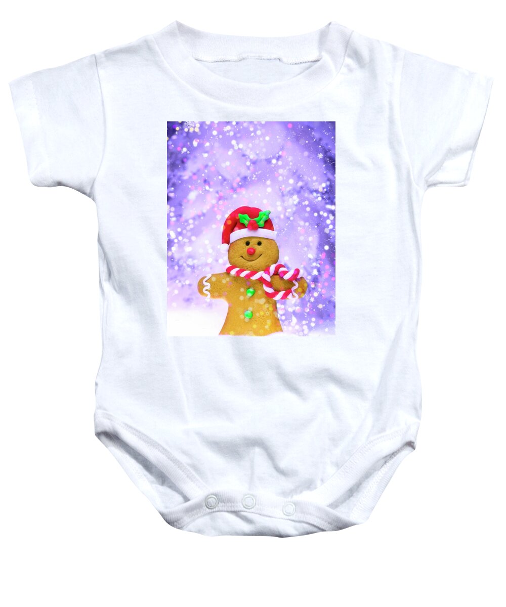 Gingerbread Man Baby Onesie featuring the photograph Gingerbread Joy by Bill and Linda Tiepelman