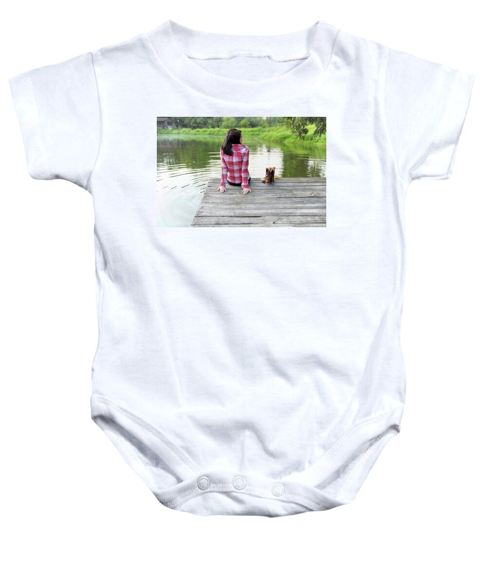 Girl Baby Onesie featuring the photograph Girl with Boots by James C Richardson