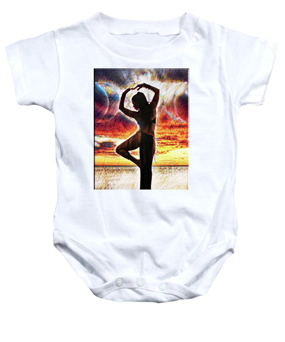 Dark Baby Onesie featuring the digital art Goddess Moon Stained Glass by Recreating Creation