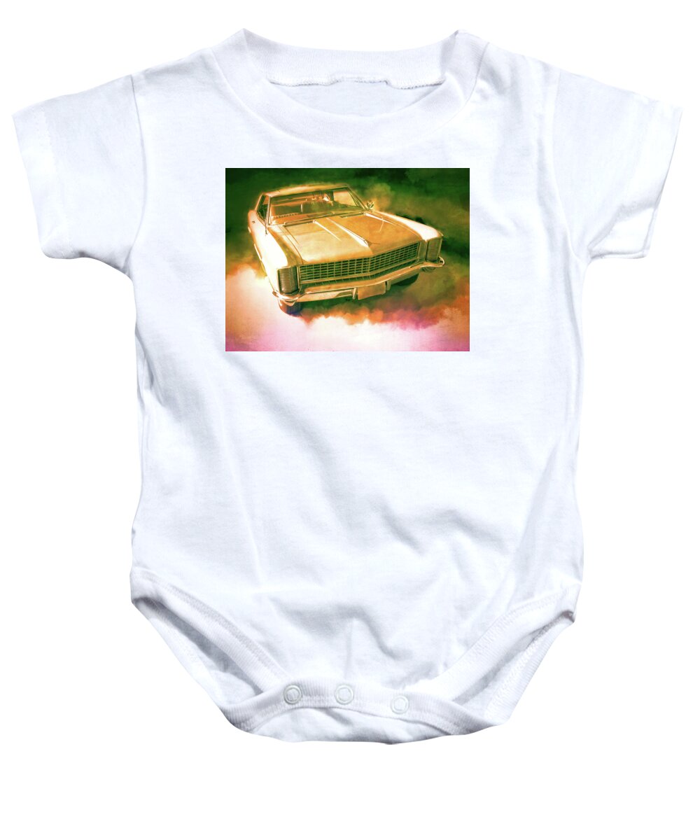 Car Baby Onesie featuring the photograph Golden 1965 Buick Riviera by DK Digital