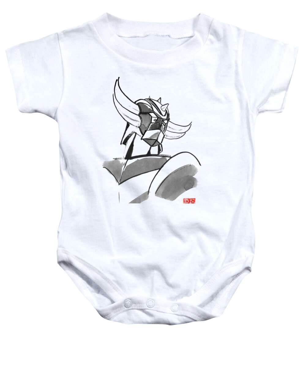 Grendizer Baby Onesie featuring the drawing Goldorac by Pechane Sumie