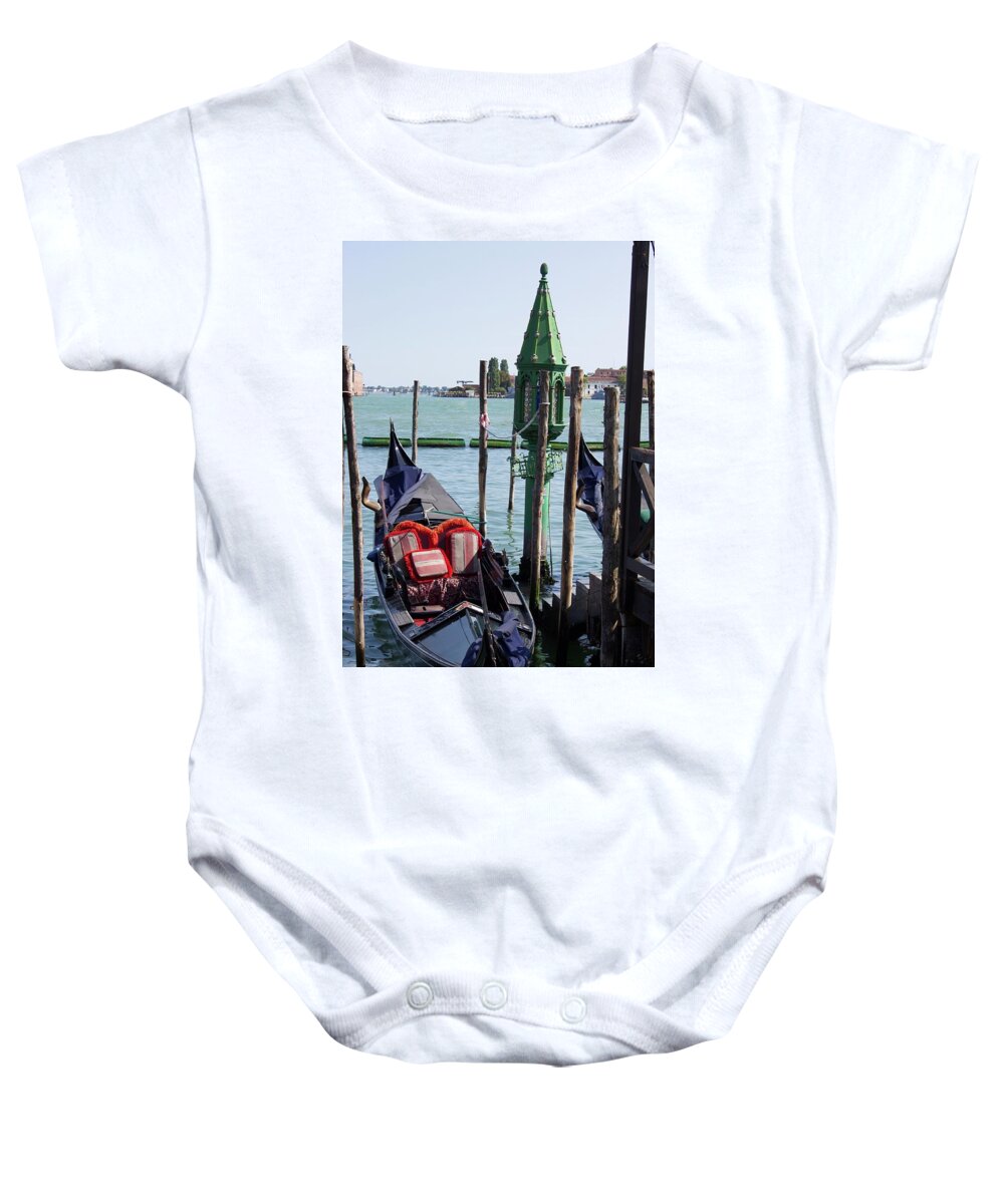 Gondola Baby Onesie featuring the photograph Gondola in calm waters by Yvonne M Smith