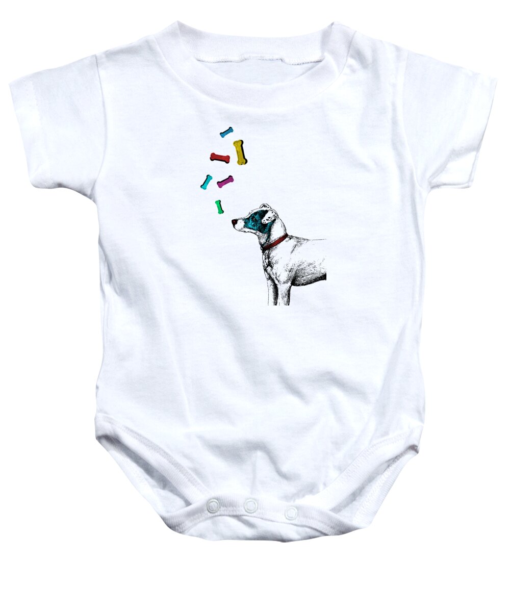 Jack Russell Baby Onesie featuring the digital art Good Boy by Madame Memento