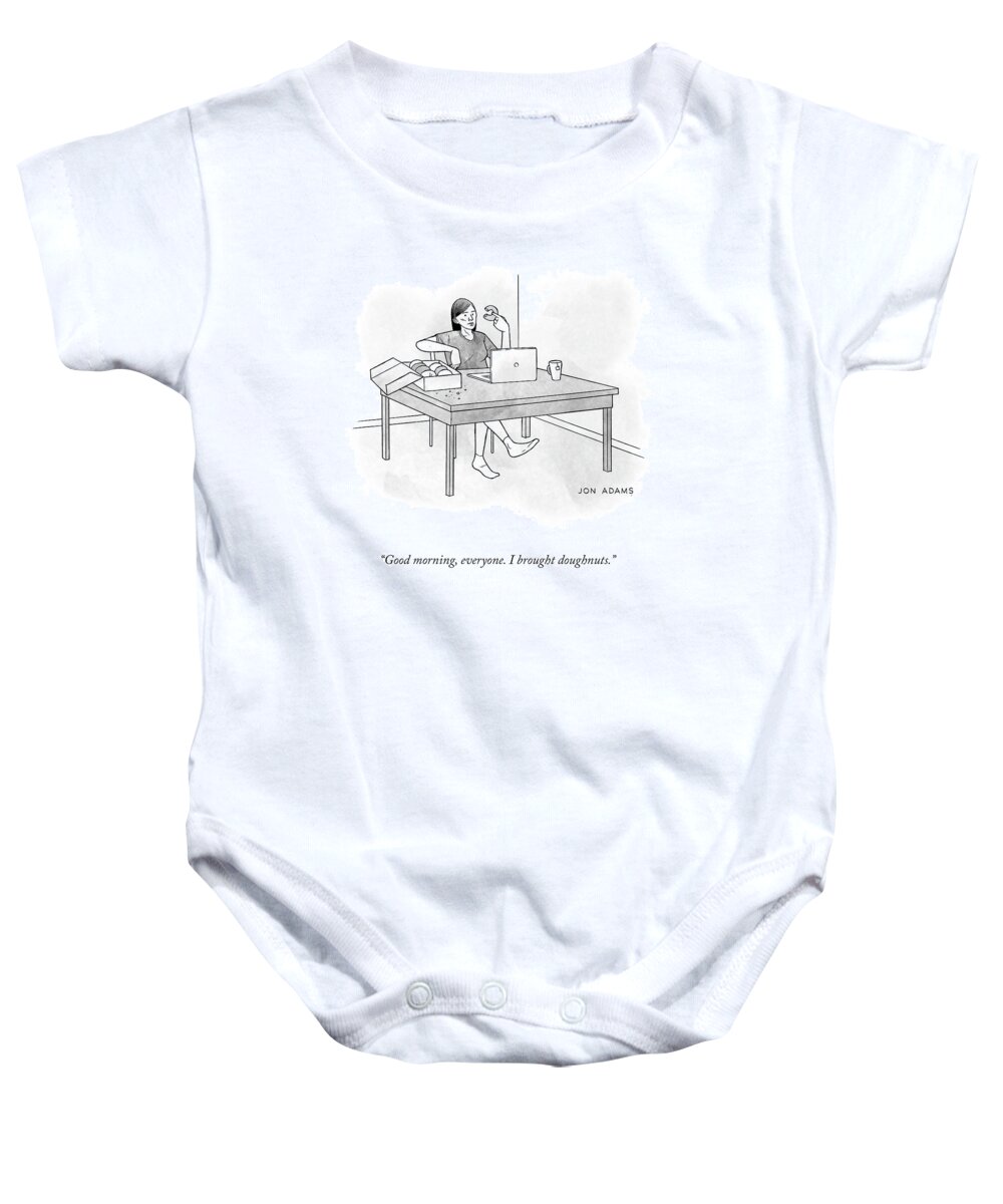 Good Morning Baby Onesie featuring the drawing Good Morning by Jon Adams