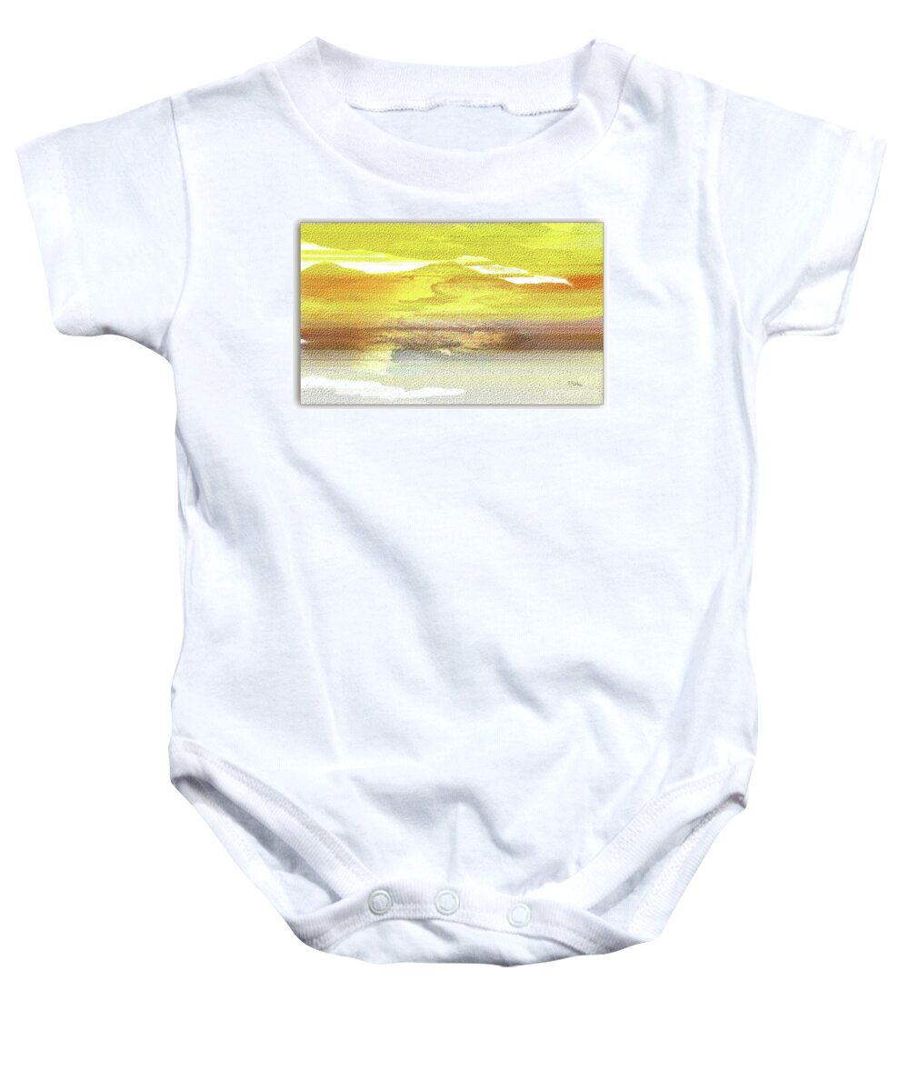 Good Morning Baby Onesie featuring the digital art Good Morning Sunshine w Frame by Deb Nakano