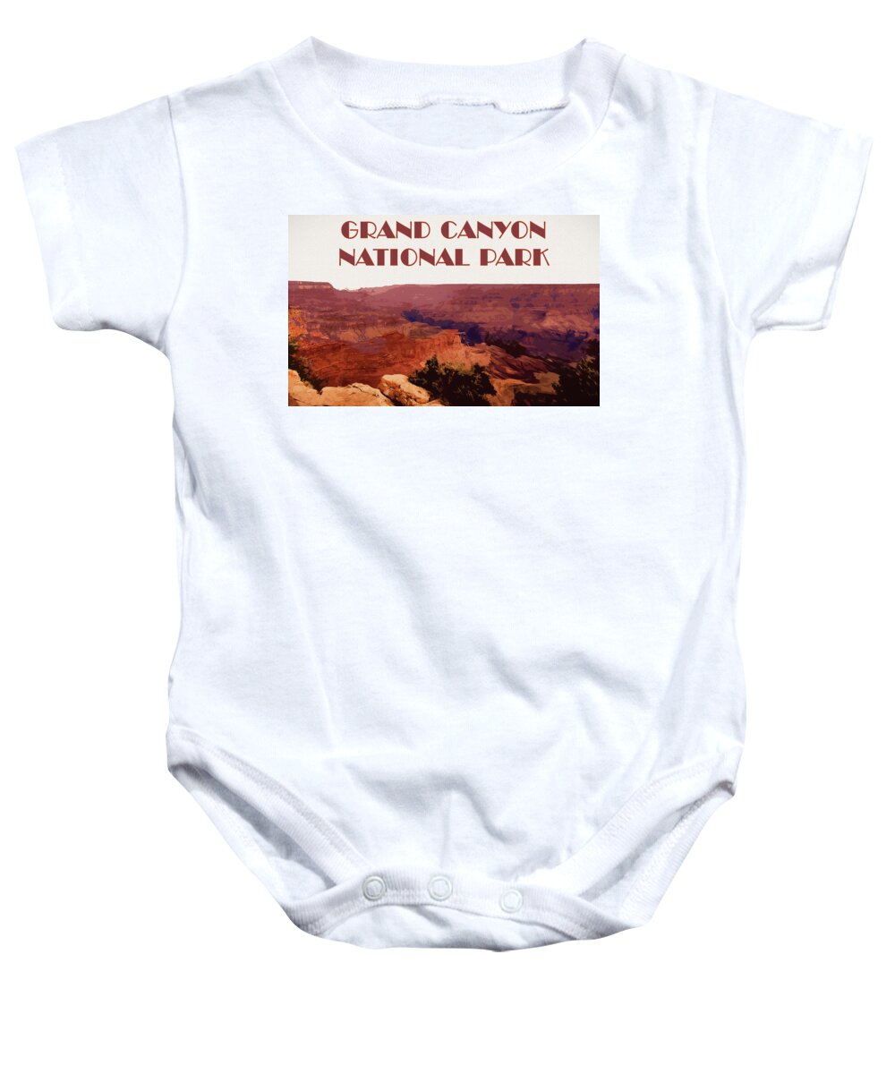 Grand Canyon National Park Baby Onesie featuring the mixed media Grand Canyon National Park Poster Style by Dan Sproul