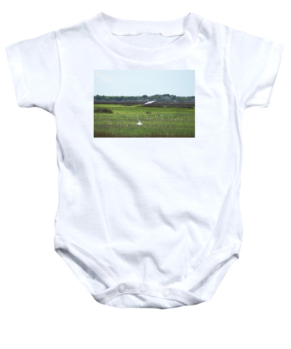  Baby Onesie featuring the photograph Great Egrets by Heather E Harman