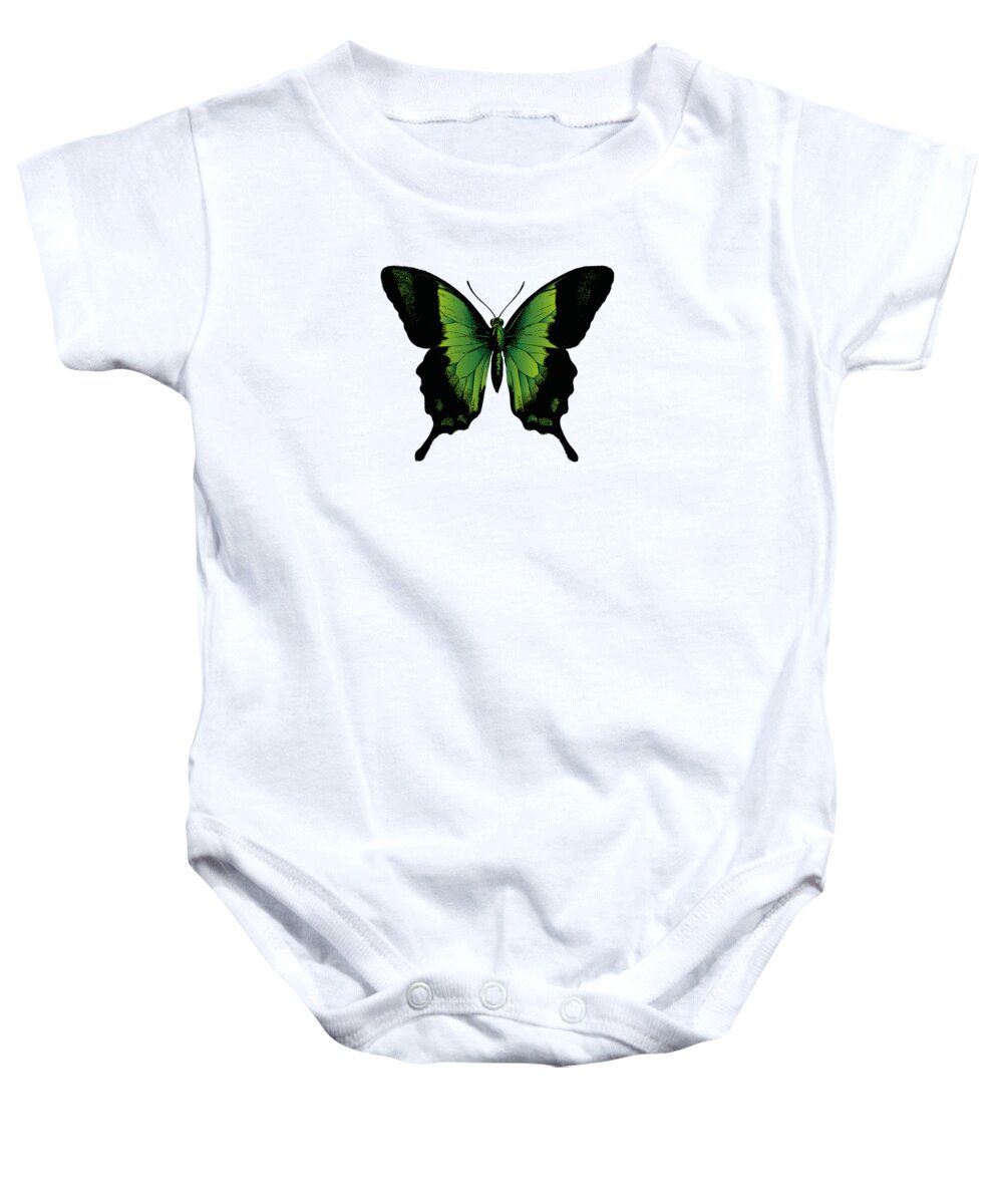 Green Butterfly Baby Onesie featuring the digital art Green Butterfly by Eclectic at Heart
