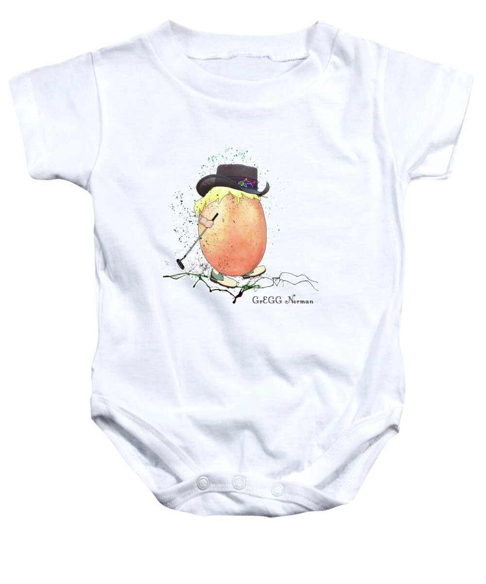 Egg Baby Onesie featuring the mixed media GrEGG Norman by Miki De Goodaboom