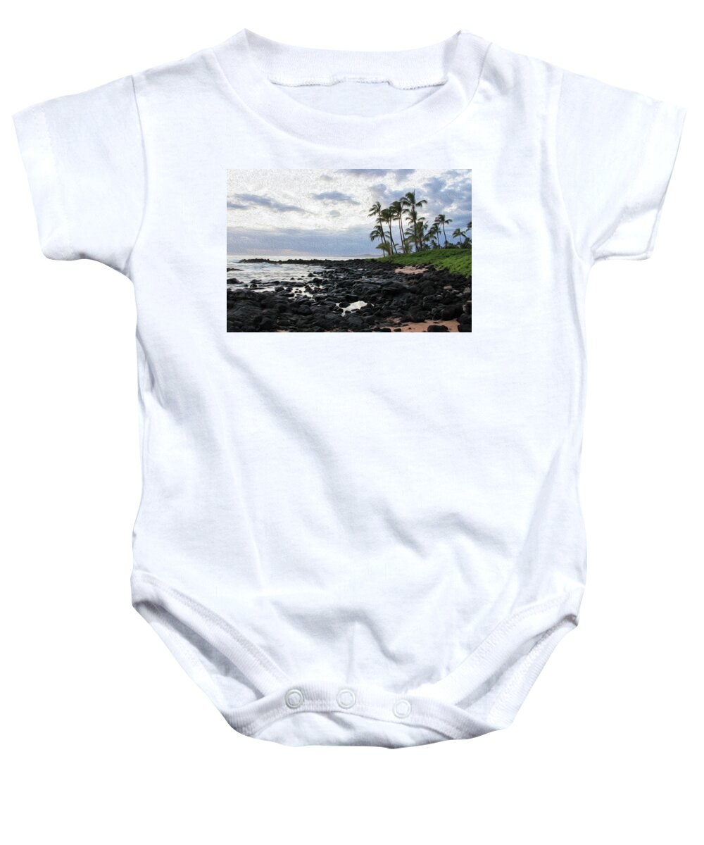 Hawaii Baby Onesie featuring the photograph Grey Sunset Painting by Robert Carter