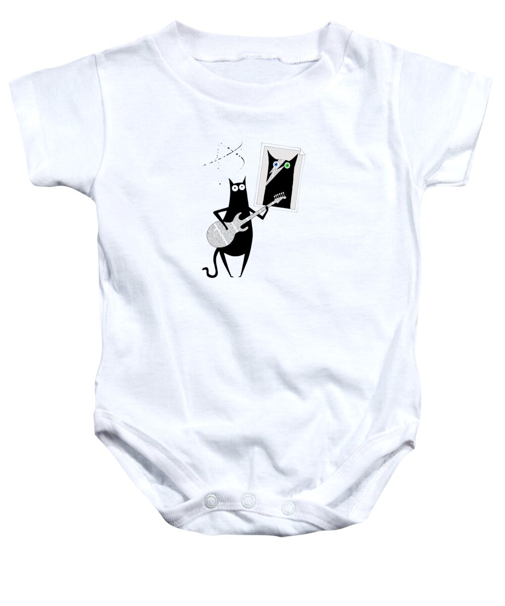 Guitar Baby Onesie featuring the drawing Guitar by Andrew Hitchen