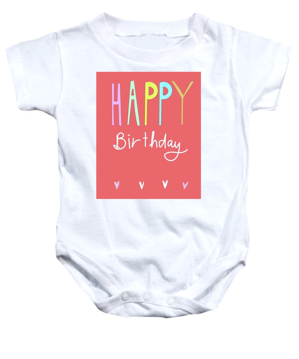 Birthday Baby Onesie featuring the digital art Happy Birthday Letters by Ashley Rice