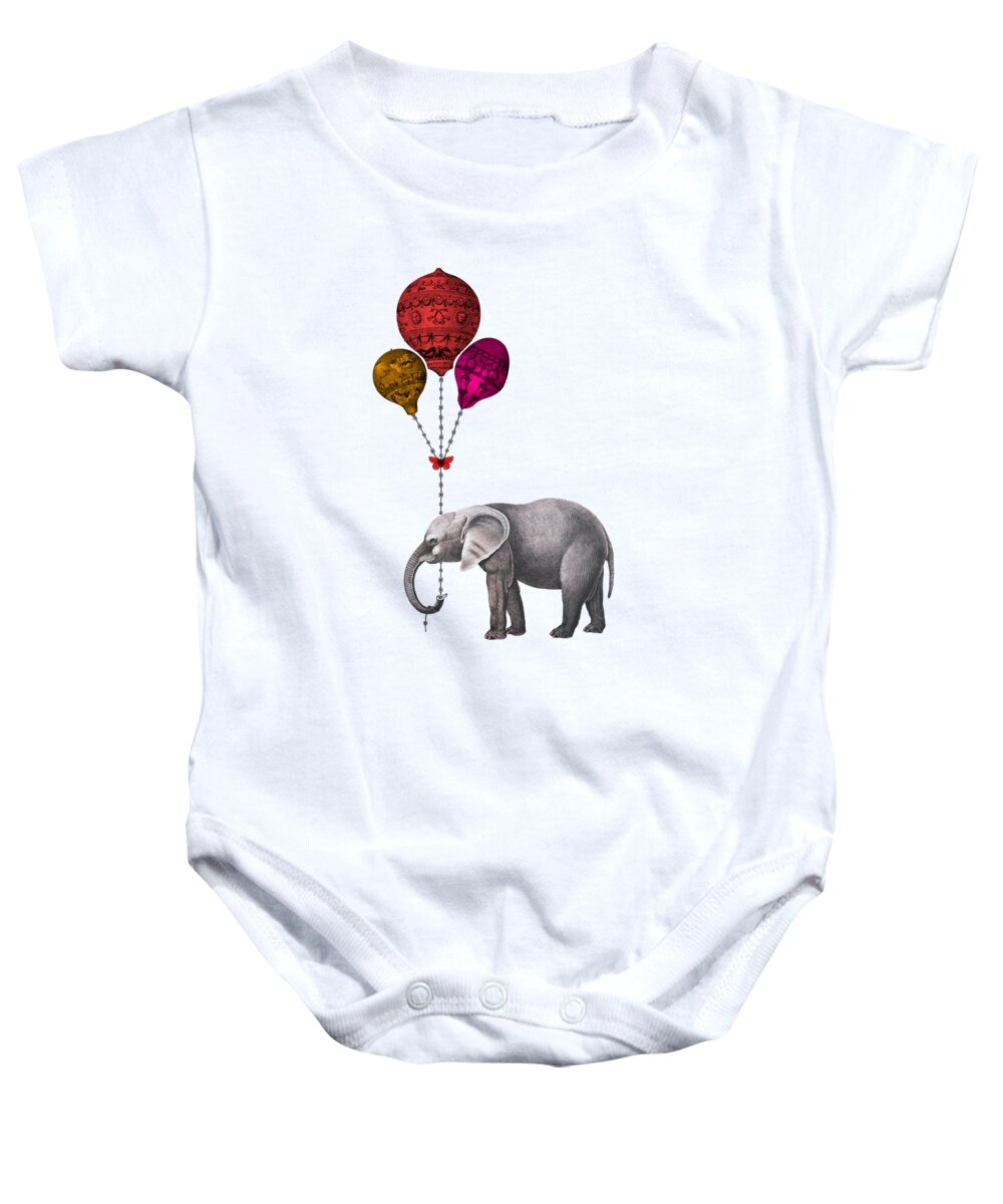 Elephant Baby Onesie featuring the digital art Happy Birthday by Madame Memento