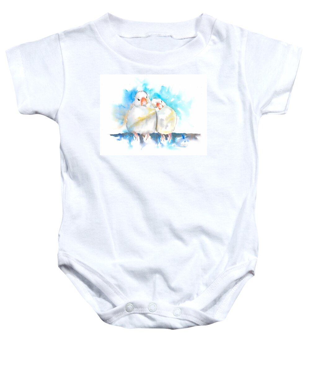 Animal Baby Onesie featuring the painting Happy Together by Hiroko Stumpf