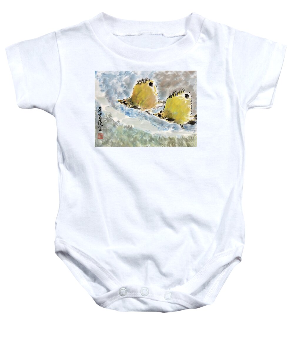 Ornamental Fish Baby Onesie featuring the painting Harmony and Advance by Carmen Lam