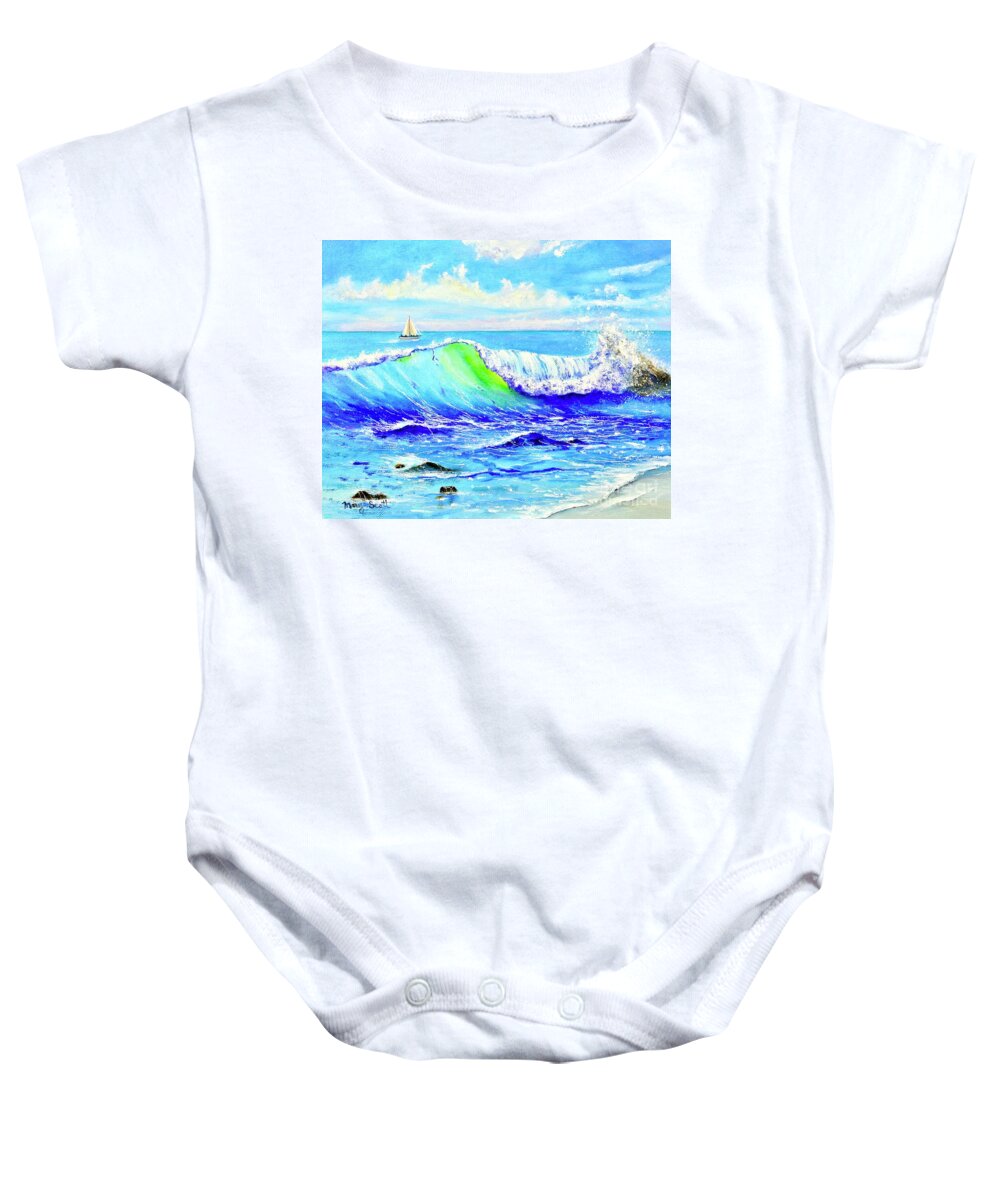 Boat Baby Onesie featuring the painting Harmony Of The Sea by Mary Scott