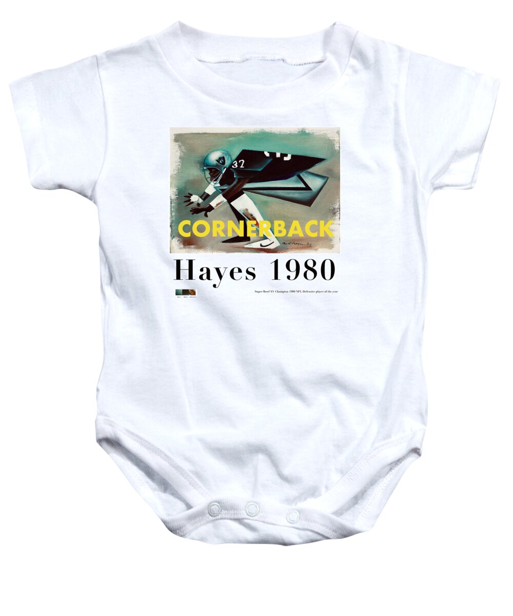 Lester Hayes Baby Onesie featuring the mixed media Hayes 1980 by Martel Chapman