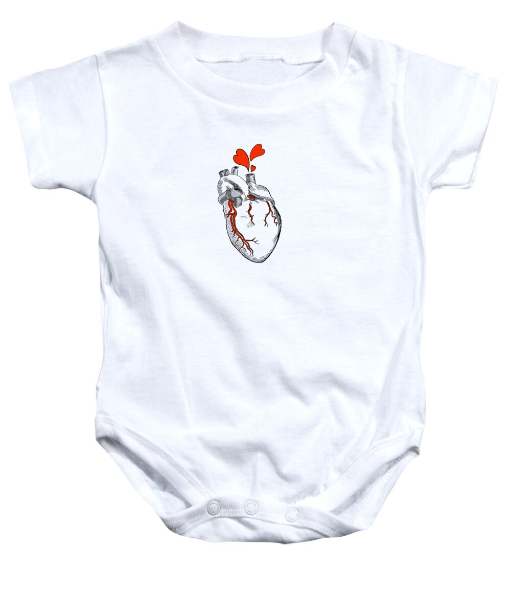 Heart Baby Onesie featuring the digital art Heart Droplets by Madame Memento