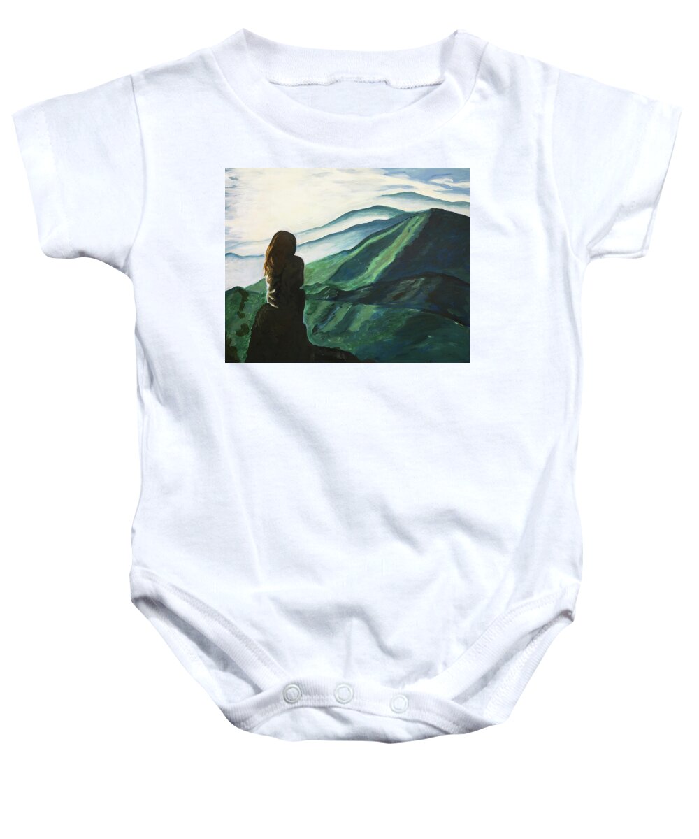 Mountains Baby Onesie featuring the painting High Rock by Pamela Schwartz