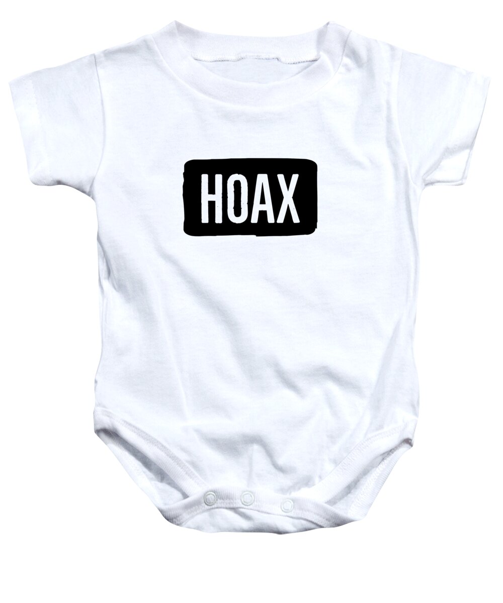 Black And White Typography Baby Onesie featuring the digital art Hoax by Leah McPhail