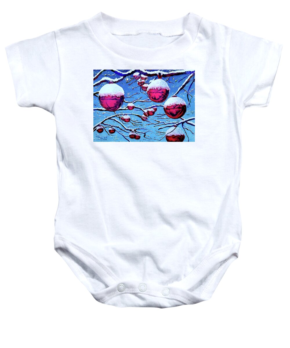 Snow Baby Onesie featuring the painting Holiday Card - 2018 by Wendy Keeney-Kennicutt