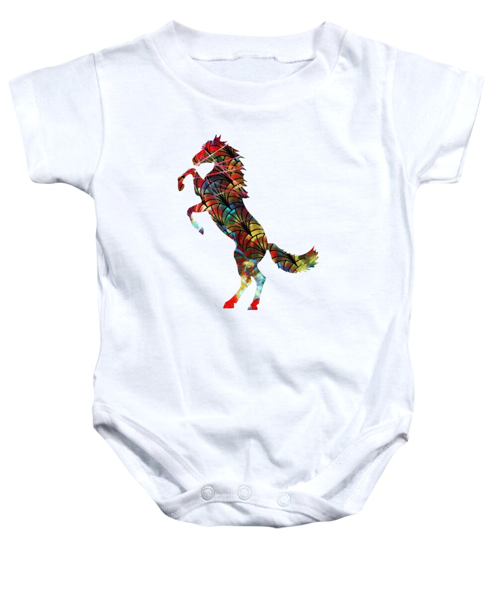 Horse Baby Onesie featuring the mixed media Horse Silhouette 1 by Eileen Backman