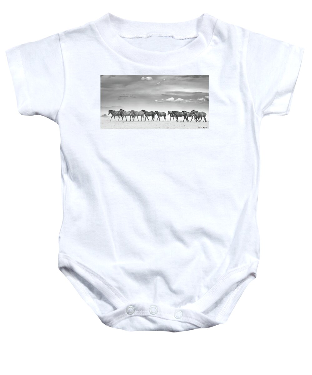 Stallion Baby Onesie featuring the photograph Horses in the High Desert. by Paul Martin