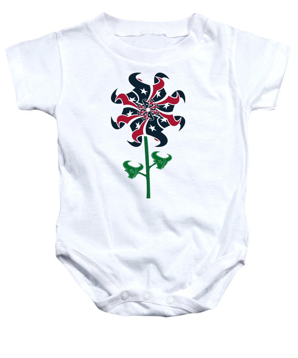 Nfl Baby Onesie featuring the digital art Houston Texans - NFL Football Team Logo Flower Art by Steven Shaver