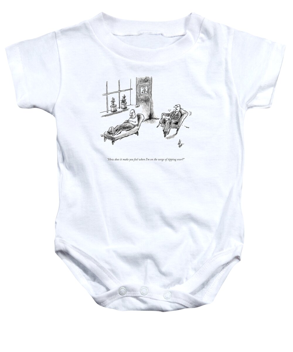 A24897 Baby Onesie featuring the drawing How Does It Make You Feel? by Frank Cotham