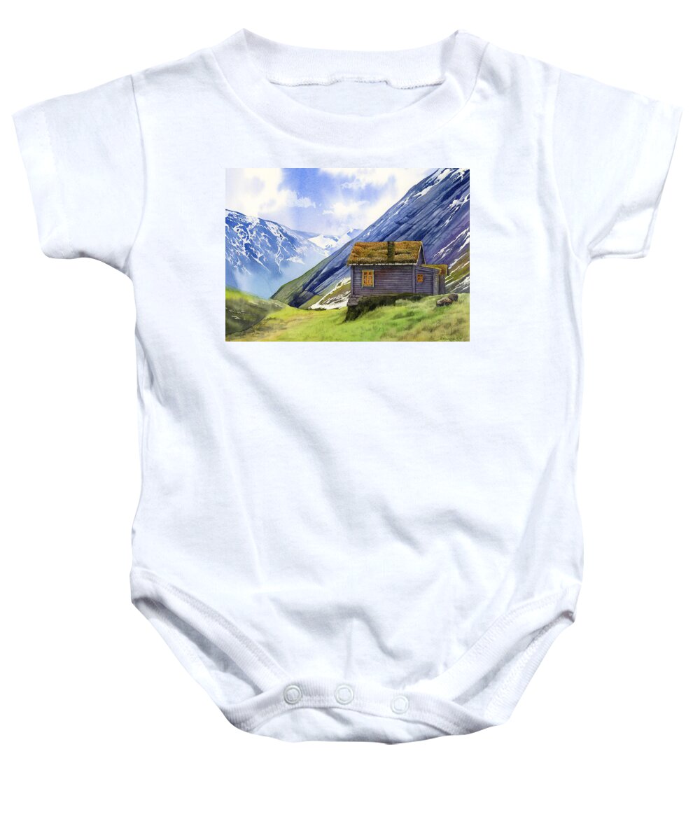Mountains Baby Onesie featuring the painting In the Mountains by Espero Art