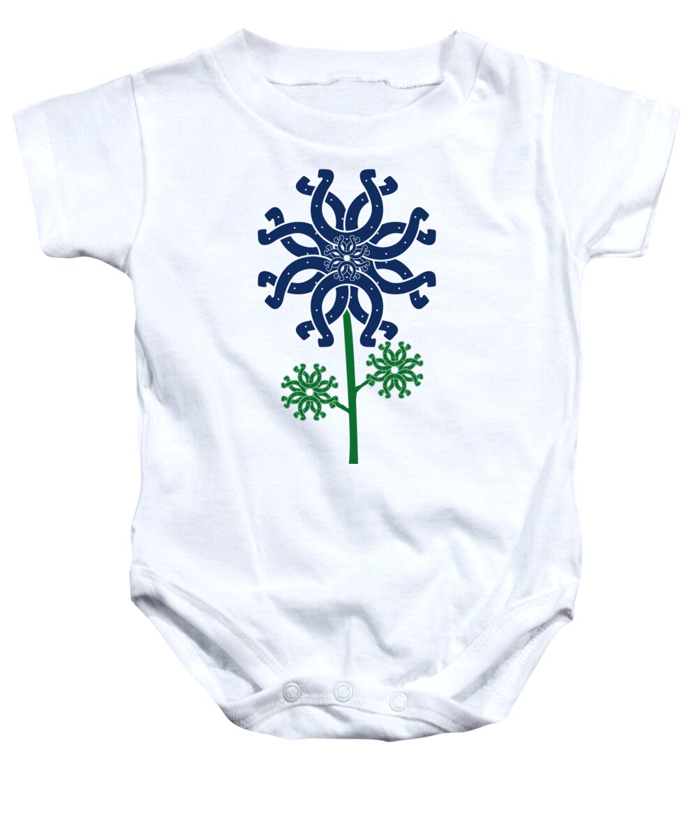 Nfl Baby Onesie featuring the digital art Indianapolis Colts - NFL Football Team Logo Flower Art by Steven Shaver