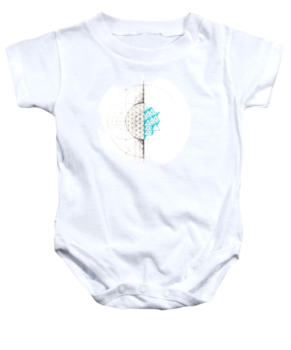 Geometry Baby Onesie featuring the drawing Intuitive Geometry 64 Tetrahedron Matrix by Nathalie Strassburg
