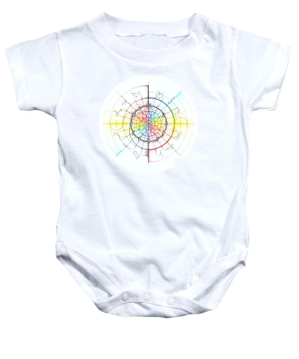Time Baby Onesie featuring the drawing Intuitive Geometry Time by Nathalie Strassburg