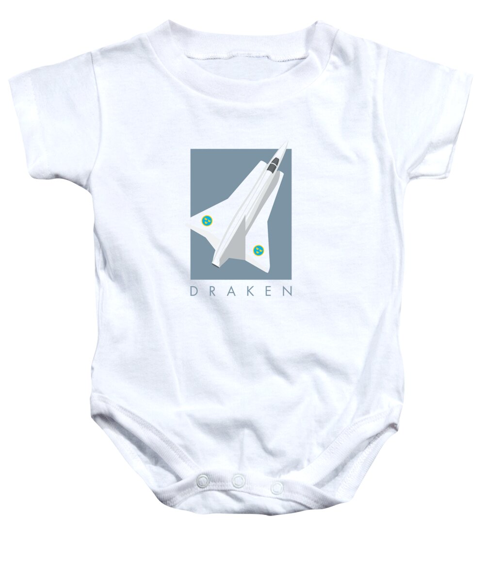 Draken Baby Onesie featuring the digital art J35 Draken Swedish Air Force Jet Aircraft - Slate by Organic Synthesis