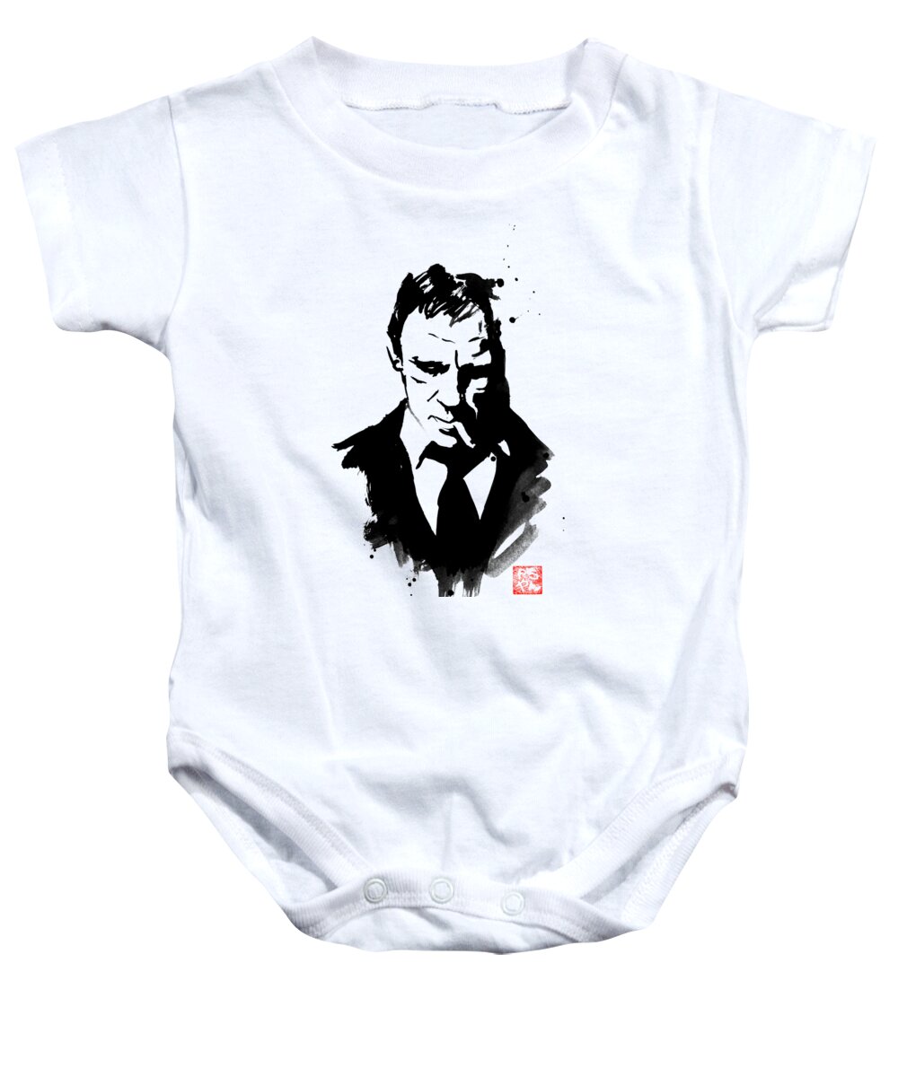 James Bond Baby Onesie featuring the painting James Bond by Pechane Sumie
