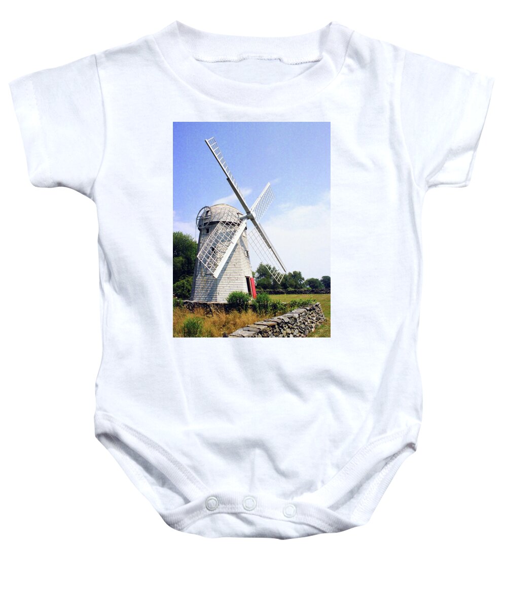 Building Baby Onesie featuring the photograph Jamestown Windmill by Jim Feldman