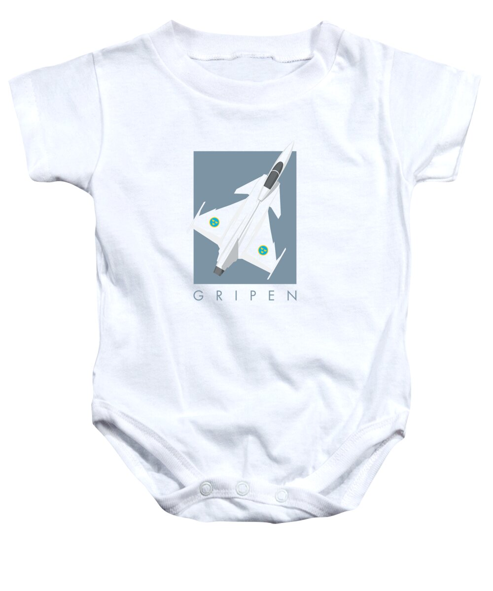 Gripen Baby Onesie featuring the digital art JAS 39 Gripen Fighter Jet - Slate by Organic Synthesis