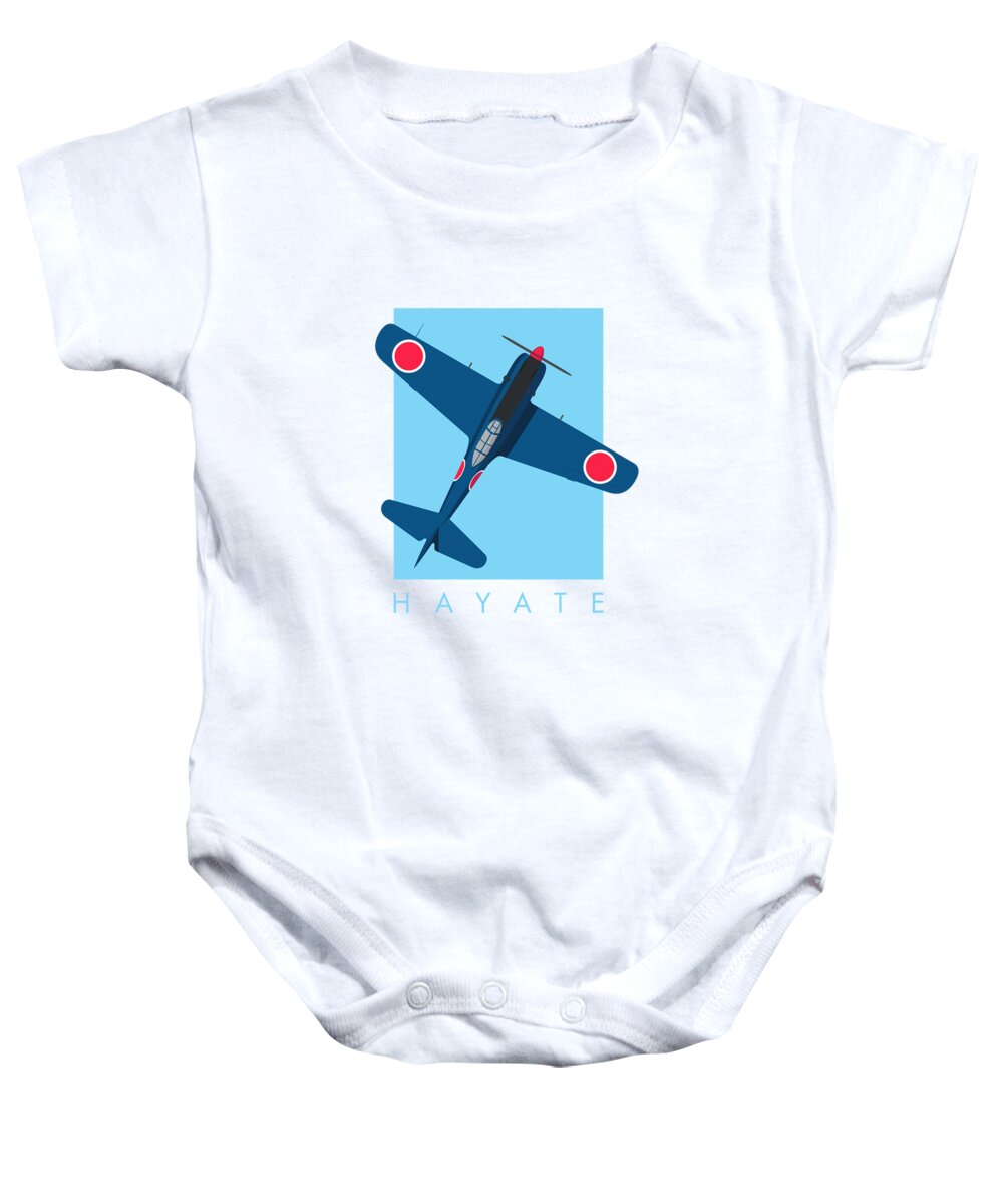 Aircraft Baby Onesie featuring the digital art Ki-84 Hayate WWII Aircraft - Blue by Organic Synthesis