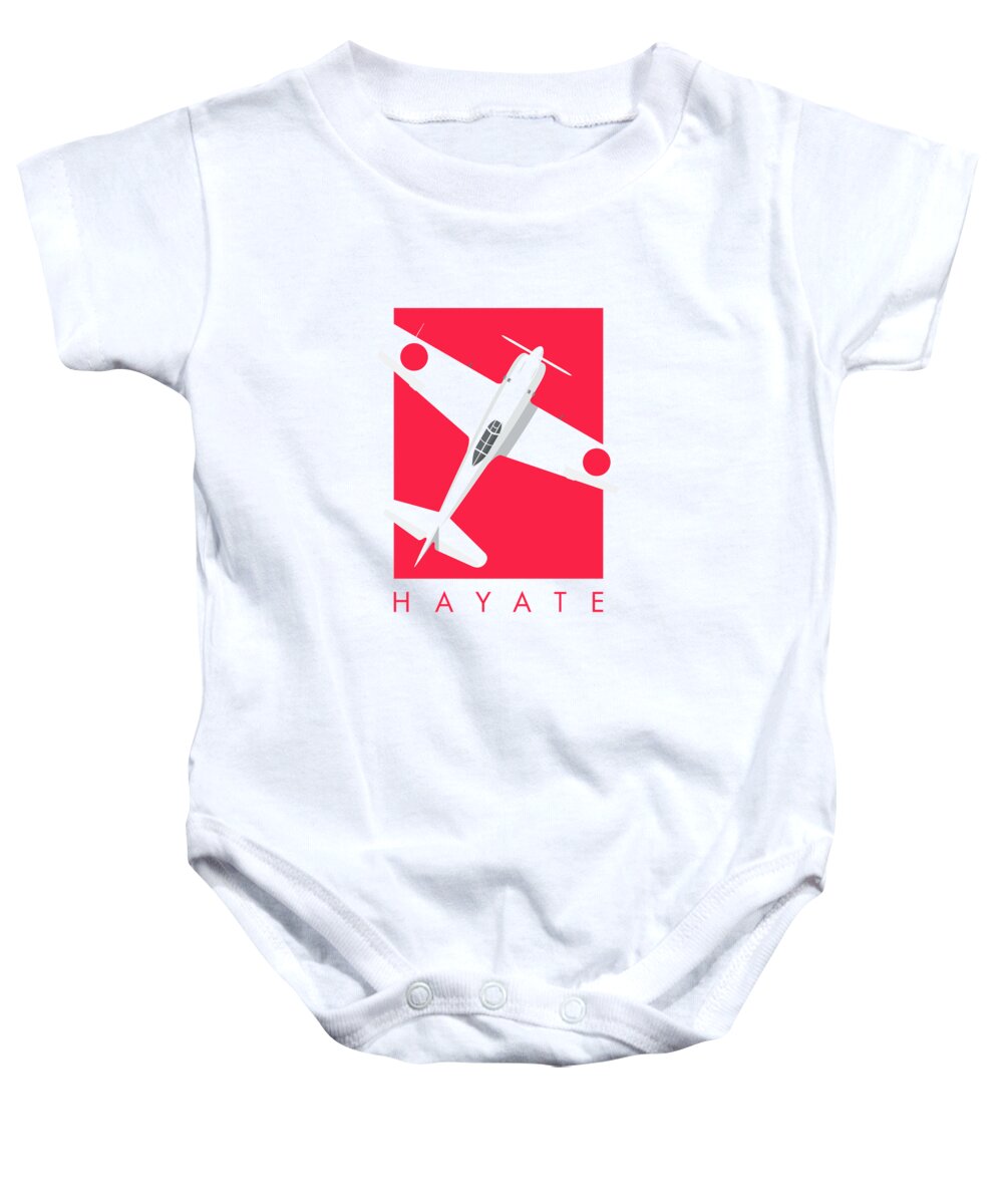 Aircraft Baby Onesie featuring the digital art Ki-84 Hayate WWII Aircraft - Crimson by Organic Synthesis