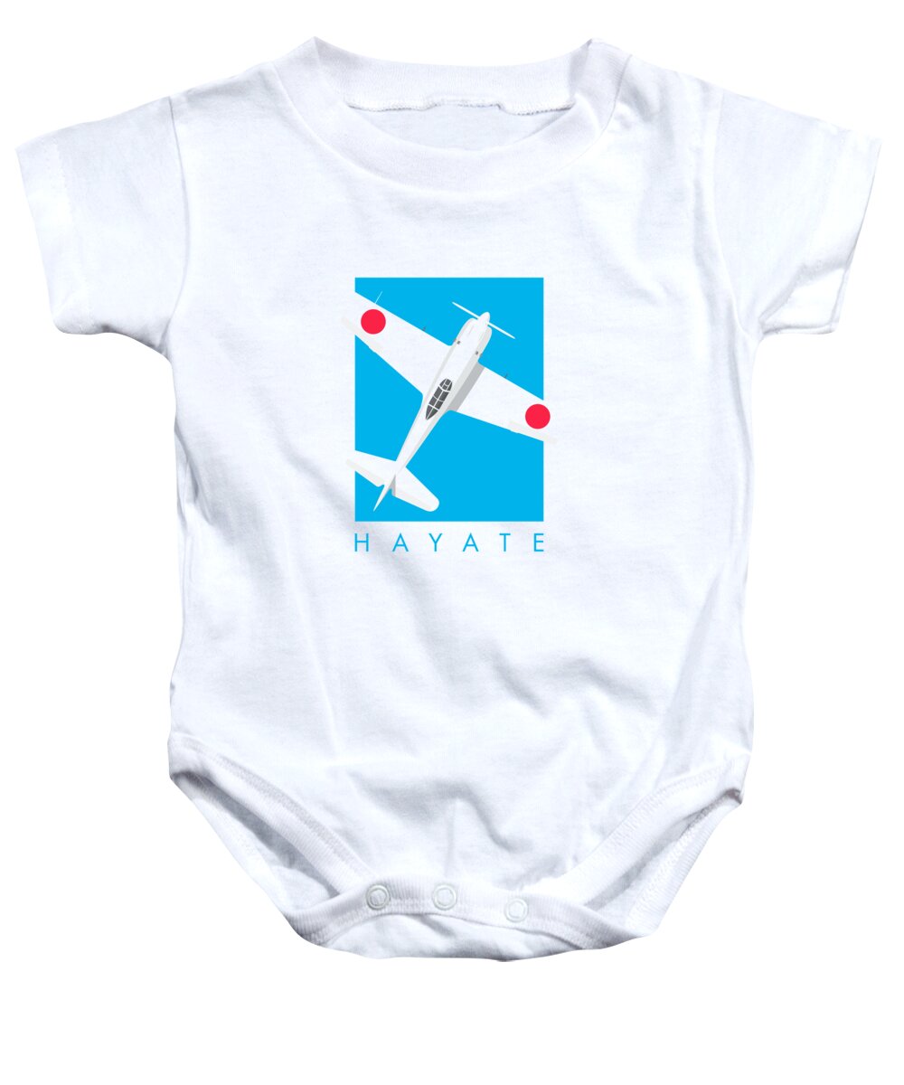 Aircraft Baby Onesie featuring the digital art Ki-84 Hayate WWII Aircraft - Cyan by Organic Synthesis